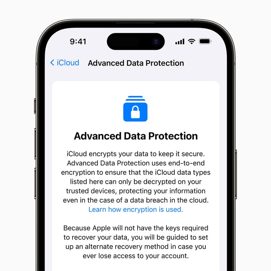 Protection avancée des données Apple